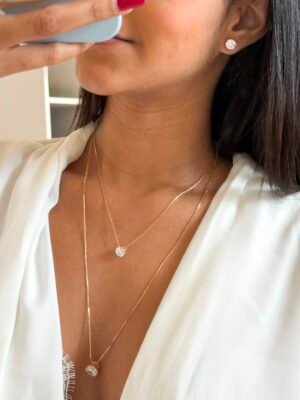 Conjunto Colar Duplo e Brincos Pina