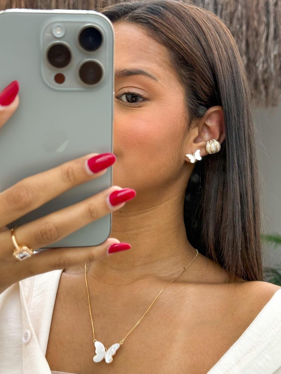 Conjunto Colar e Brincos Borboleta - Imagem 2